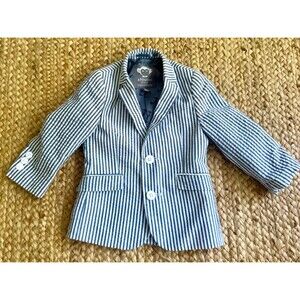 Appaman Toddler Seersucker Blazer Sport Coat Size 18-24 Months Blue Stripe